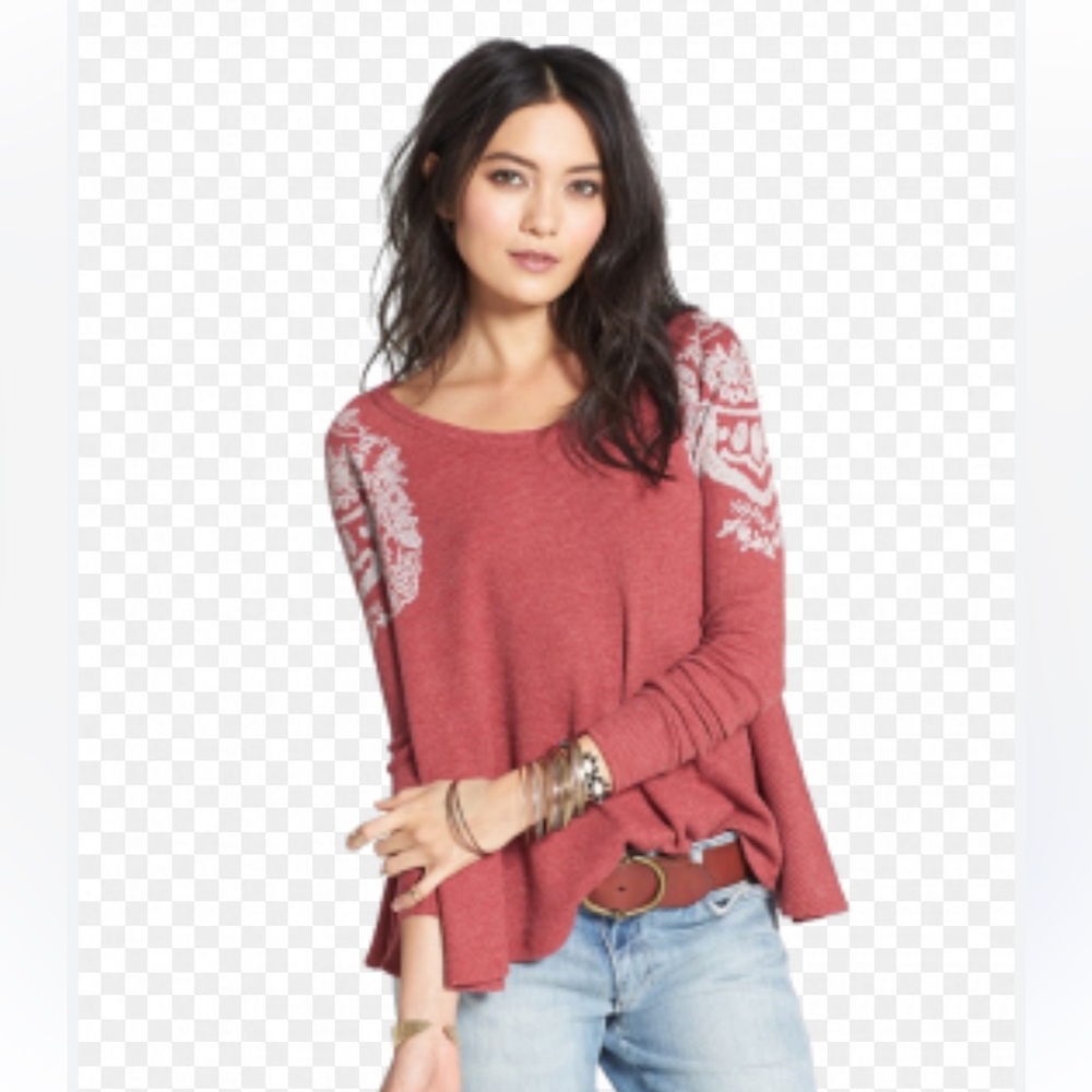 Free People We The Free Woman's Floral Print Thermal Top Size Small Boho